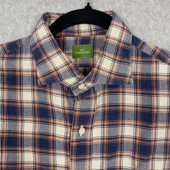 Sid Mashburn Shirt Mens S Blue White Plaid Long Sleeve Button Up - Picture 3 of 8